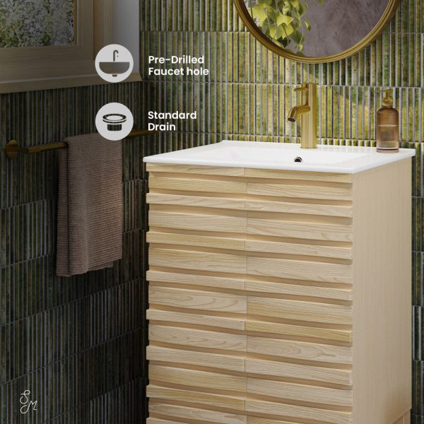 Cascade 24  Bathroom Vanity in Natural Oak For Sale - Image 4