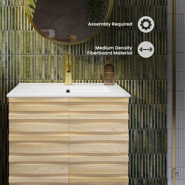 Cascade 24  Bathroom Vanity in Natural Oak For Sale - Image 5