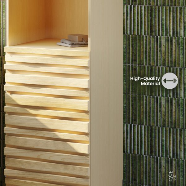 Cascade 17 x 17 x 60 Freestanding Linen Cabinet in Natural Oak Hot on Sale - Image 5