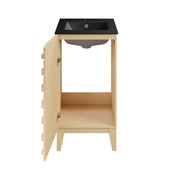 Cascade 18 in. Natural Oak Bathroom Vanity With Black Ceramic Sink Top on Sale - Image 5