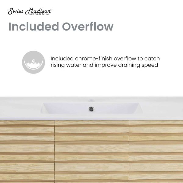 Cascade 36  Freestanding Bathroom Vanity in Natural oak with Sink Top Hot on Sale - Image 4
