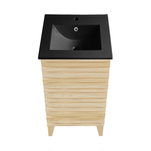 Cascade 18 in. Natural Oak Bathroom Vanity With Black Ceramic Sink Top on Sale - Image 3