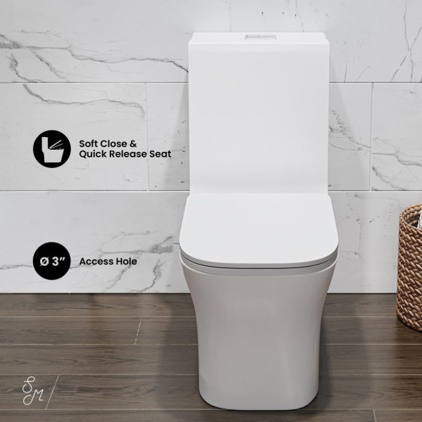 Concorde One Piece Square Toilet Dual Flush 1.1 1.6 gpf in Matte White Online Sale - Image 4
