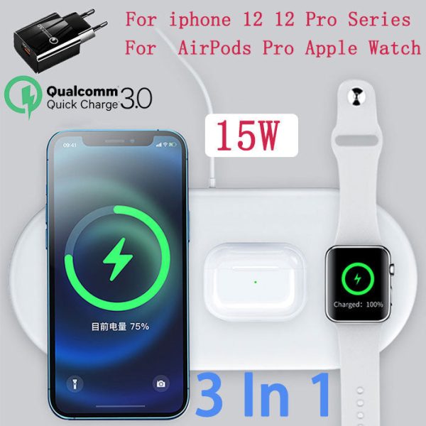 15W Fast Wireless Charging Station 3 In 1 Qi Charging Dock - Wide Compatibility on Sale