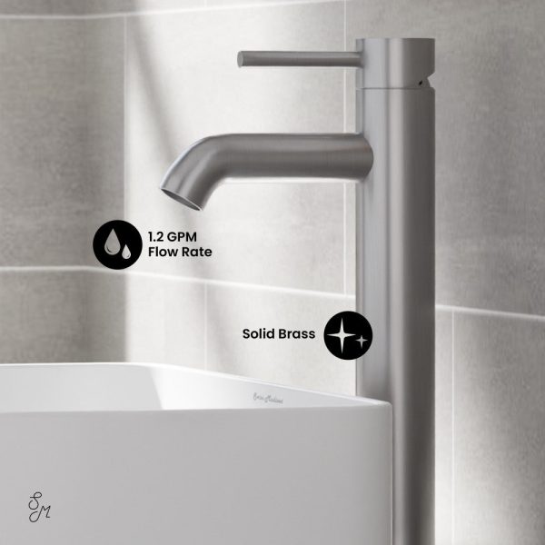 Ivy Single Hole, Single-Handle, High Arc Bathroom Faucet in Brushed Nickel Hot on Sale - Image 5