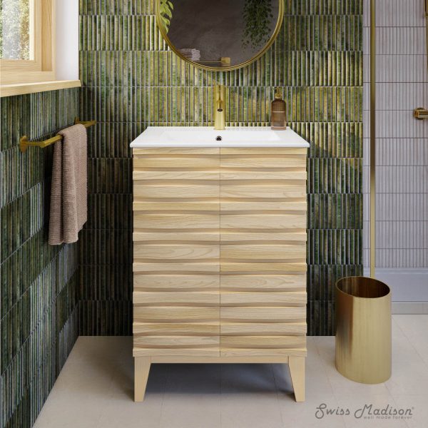 Cascade 24  Bathroom Vanity in Natural Oak For Sale - Image 2