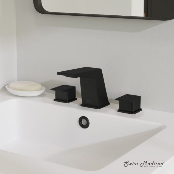 Carre 8 in. Widespread, 2-Handle, Bathroom Faucet in Matte Black Discount - Image 2