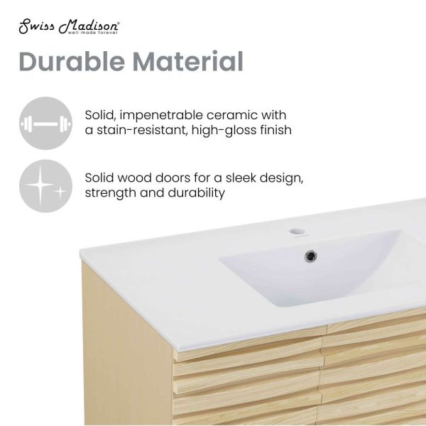Cascade 36  Freestanding Bathroom Vanity in Natural oak with Sink Top Hot on Sale - Image 5