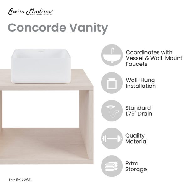 Concorde 24   Wall-Hung Vanity In White Oak Online now - Image 3