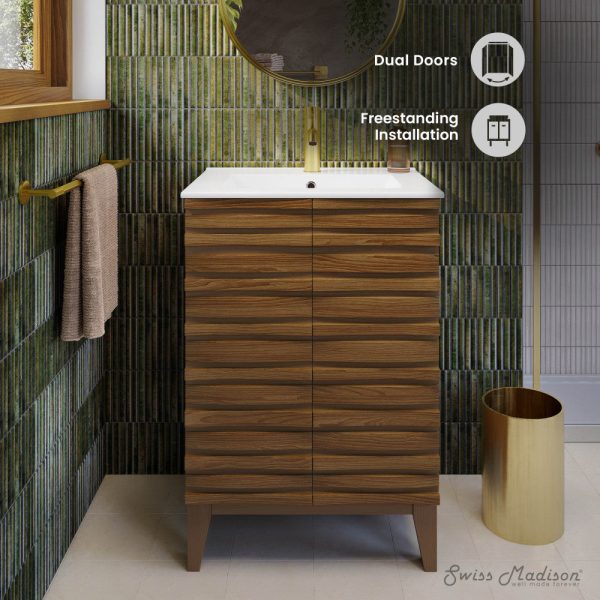 Cascade 24   Bathroom Vanity in Brown Oak For Cheap - Image 3