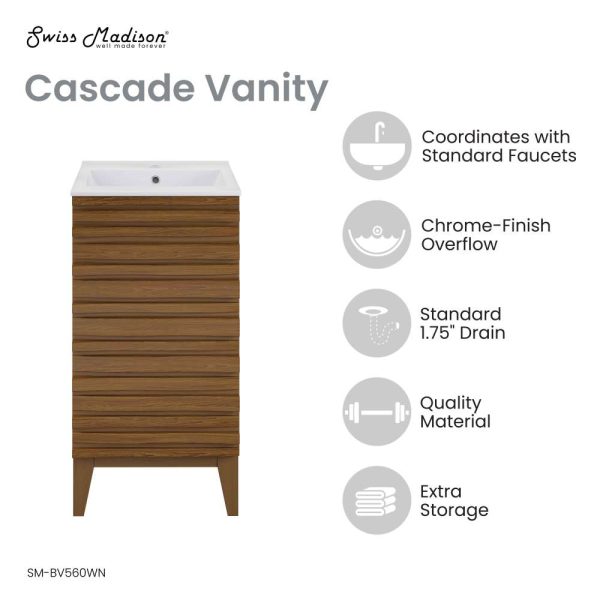 Cascade 18  Bathroom Vanity in Brown Oak Online - Image 3