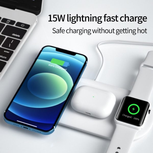 15W Fast Wireless Charging Station 3 In 1 Qi Charging Dock - Wide Compatibility on Sale - Image 2