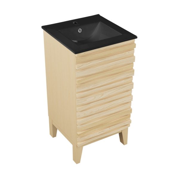 Cascade 18 in. Natural Oak Bathroom Vanity With Black Ceramic Sink Top on Sale