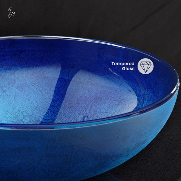 Cascade 16.5 Glass Vessel Sink with Faucet, Ocean Blue Online now - Image 5
