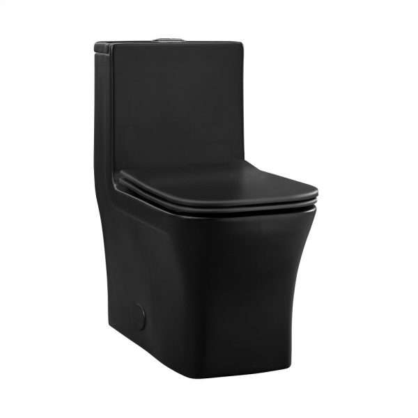Concorde One-Piece 12  Rough-in 1.1 1.6 GPF Dual Top Flush Square Toilet in Matte Black For Cheap
