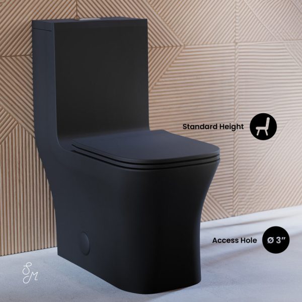 Concorde One-Piece 12  Rough-in 1.1 1.6 GPF Dual Top Flush Square Toilet in Matte Black For Cheap - Image 5
