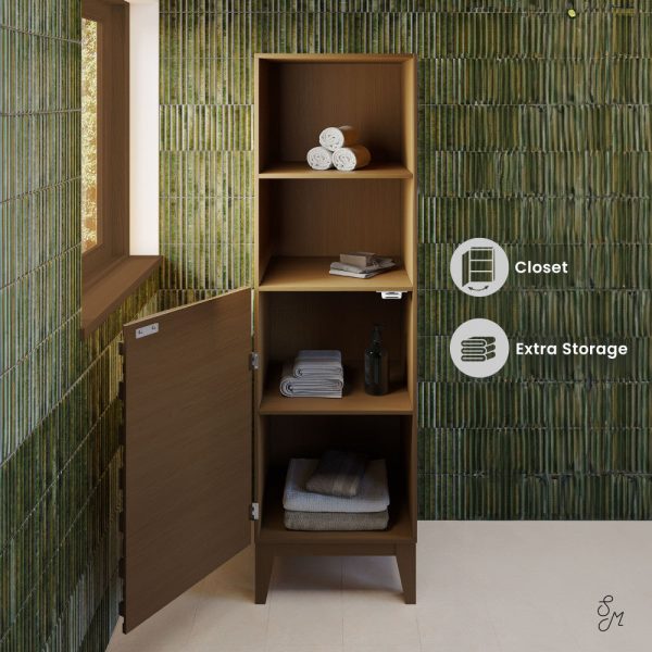 Cascade 17 x 17 x 60 Freestanding Linen Cabinet in Brown Oak Online now - Image 5