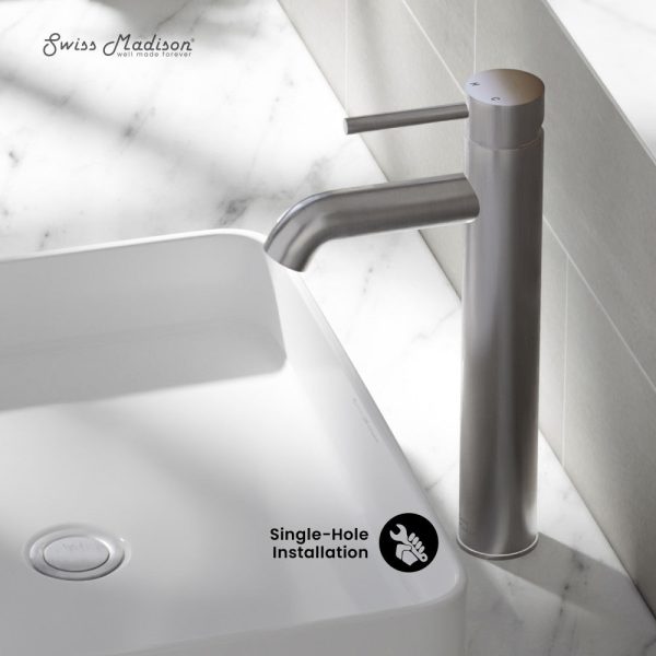 Ivy Single Hole, Single-Handle, High Arc Bathroom Faucet in Brushed Nickel Hot on Sale - Image 3