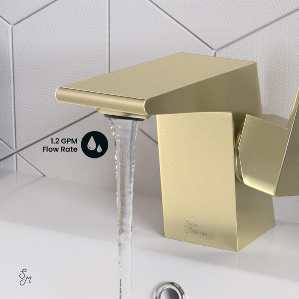 Carre Single Hole, Single-Handle, Bathroom Faucet in Brushed Gold Sale - Image 4