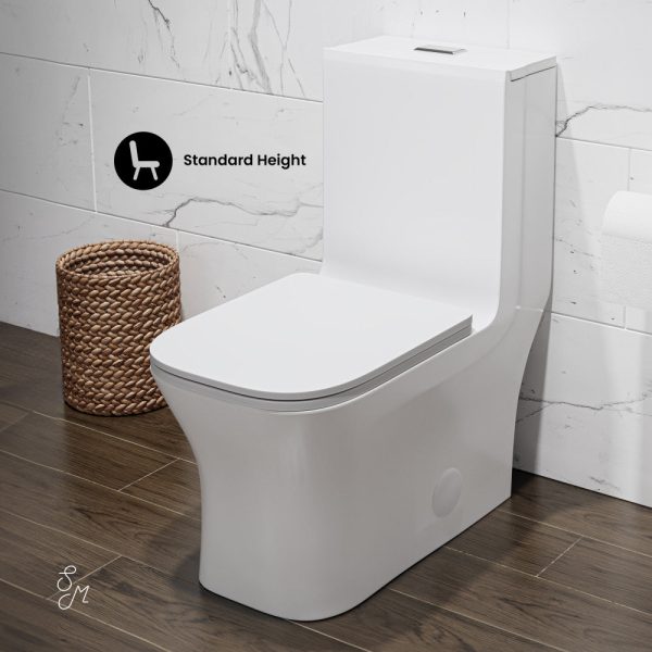 Concorde One Piece Square Toilet Dual Flush 1.1 1.6 gpf in Matte White Online Sale - Image 5