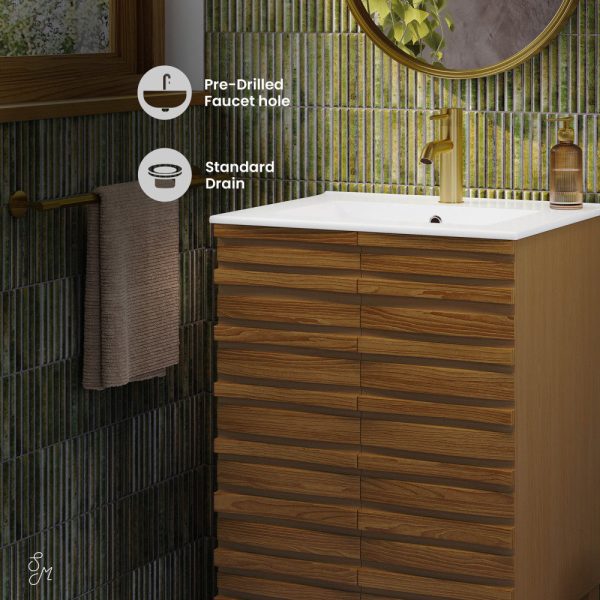 Cascade 24   Bathroom Vanity in Brown Oak For Cheap - Image 4