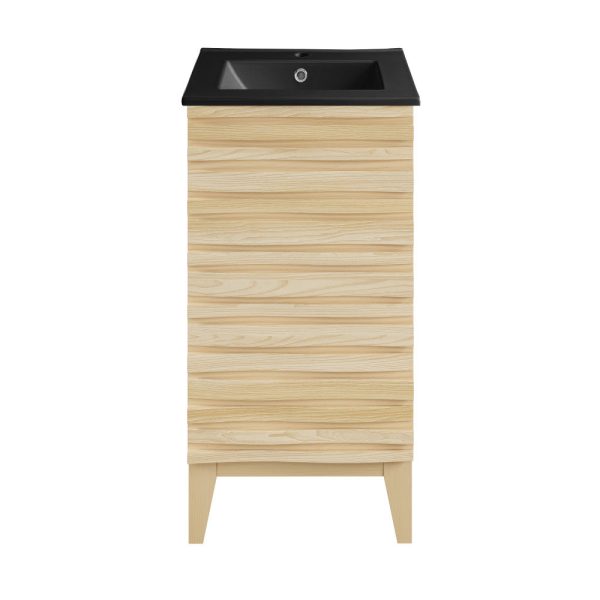 Cascade 18 in. Natural Oak Bathroom Vanity With Black Ceramic Sink Top on Sale - Image 2