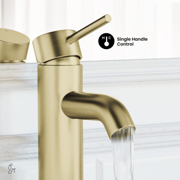 Ivy Single Hole, Single-Handle, Bathroom Faucet in Brushed Gold For Sale - Image 4
